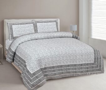 100% Cotton Jaipuri Printed Double Bedsheet with Two Pillow Covers