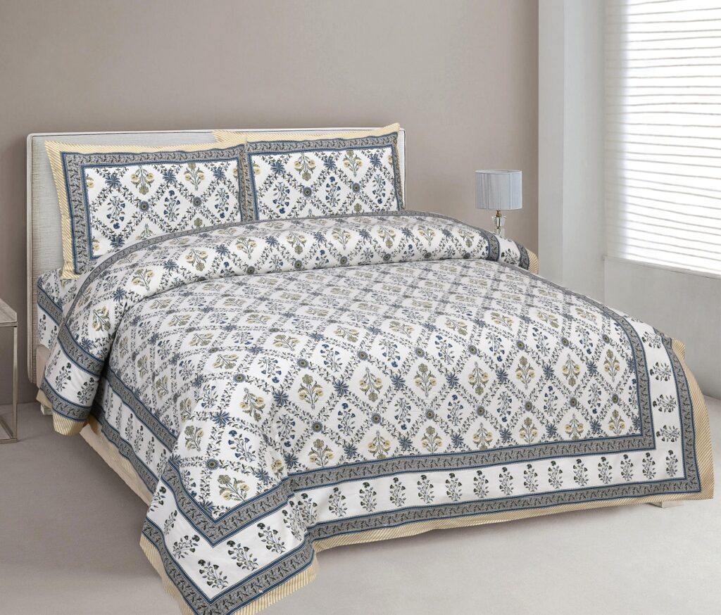 INDHOME LIFE Traditional Jaipuri Cotton Bedsheet with Ethnic Print
