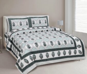100% Cotton Jaipuri Printed Double Bedsheet with Two Pillow Covers