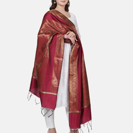 Woven Design Silk Blend Banarasi Dupatta with Zari