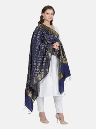 Woven Design Silk Blend Banarasi Dupatta with Zari - Image 3
