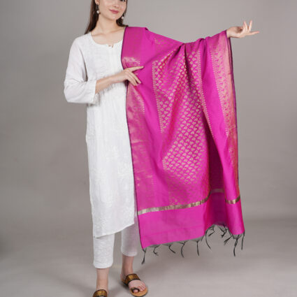 Woven Design Silk Blend Banarasi Dupatta with Zari