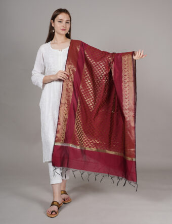 Woven Design Silk Blend Banarasi Dupatta with Zari - Image 2