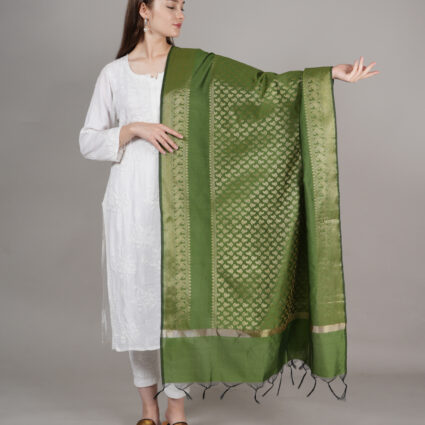 Woven Design Silk Blend Banarasi Dupatta with Zari