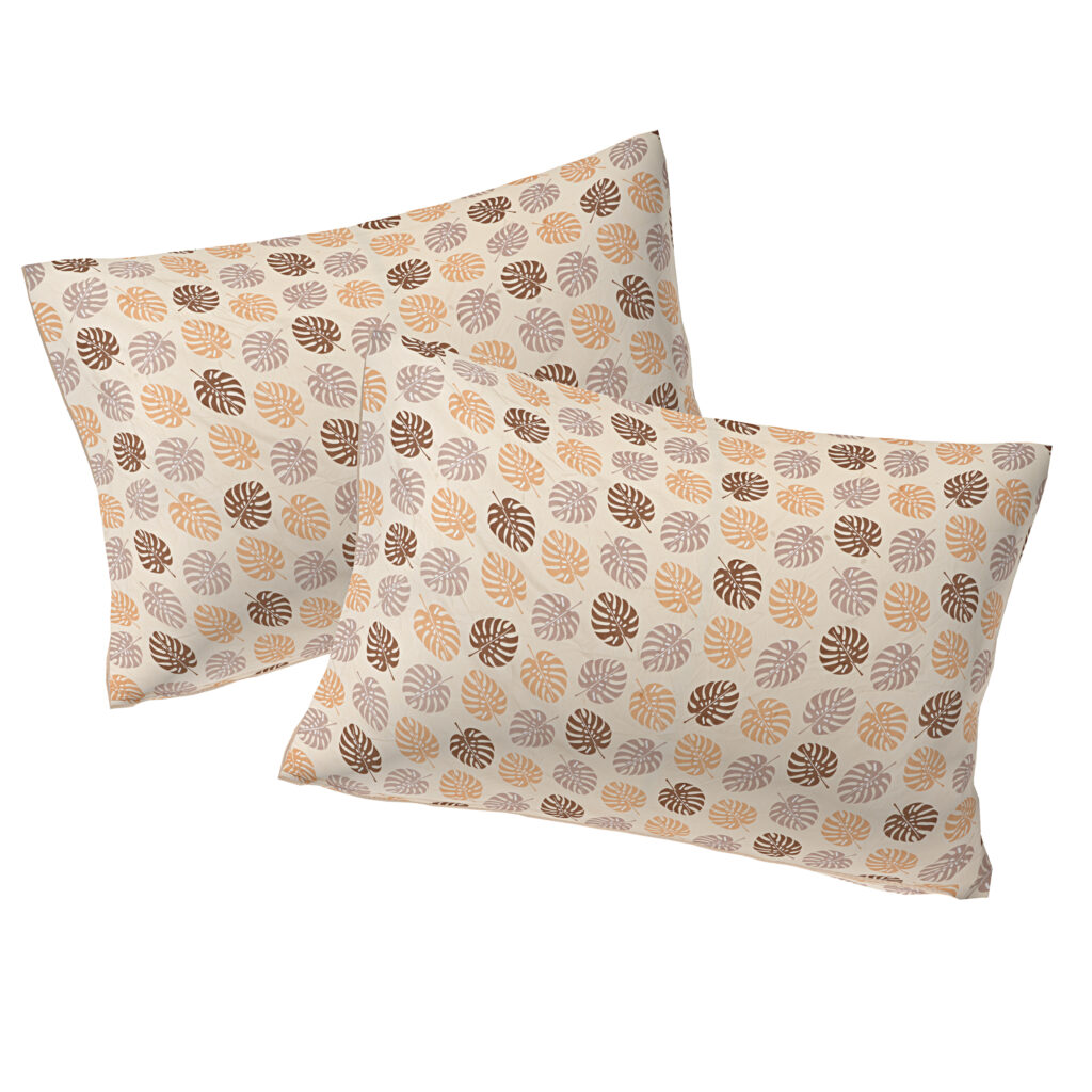 INDHOME LIFE Leaf Print Elastic Fitted Bedsheet – Cotton Blend Double Bed 78x72 Inches with Pillow Covers - Image 3