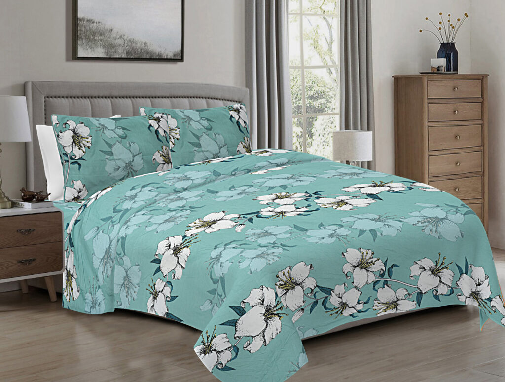 INDHOME LIFE Floral Elastic Fitted Bedsheet – Cotton Blend Double Bed 78x72 Inches with Pillow Covers - Image 2