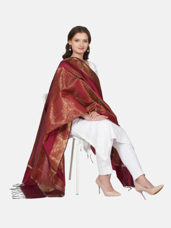 Woven Design Silk Blend Banarasi Dupatta with Zari - Image 2