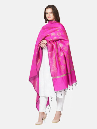 Woven Design Silk Blend Banarasi Dupatta with Zari - Image 3