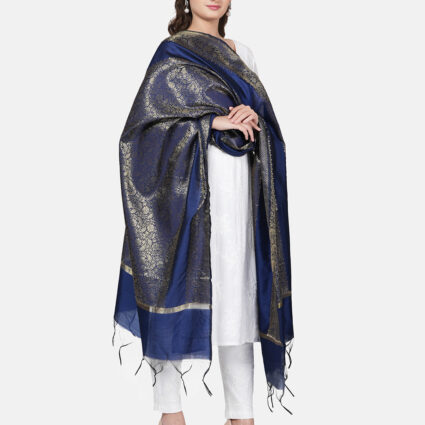 Woven Design Silk Blend Banarasi Dupatta with Zari