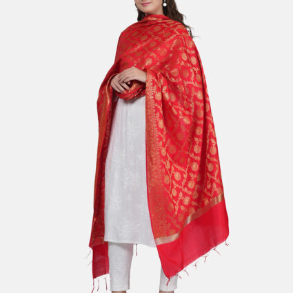 Woven Design Silk Blend Banarasi Dupatta with Zari