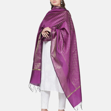 Woven Design Silk Blend Banarasi Dupatta with Zari