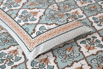 100% Cotton Jaipuri Printed Double Bedsheet with Two Pillow Covers - Image 3