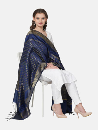 Woven Design Silk Blend Banarasi Dupatta with Zari - Image 4