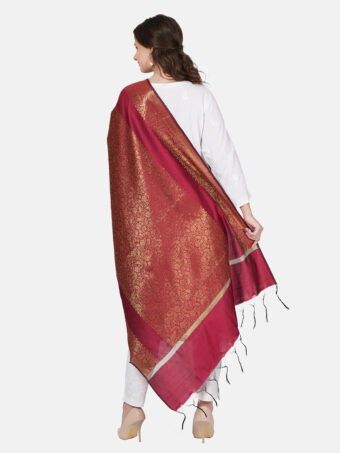 Woven Design Silk Blend Banarasi Dupatta with Zari - Image 3