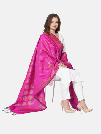 Woven Design Silk Blend Banarasi Dupatta with Zari - Image 4