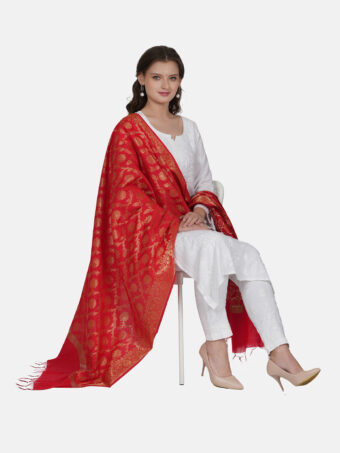 Woven Design Silk Blend Banarasi Dupatta with Zari - Image 3