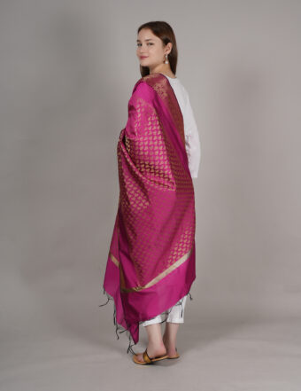 Woven Design Silk Blend Banarasi Dupatta with Zari - Image 4