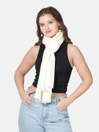 Women's Solid Blended Wool Stole - Image 4