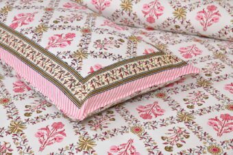 100% Cotton Jaipuri Printed Double Bedsheet with Two Pillow Covers - Image 3