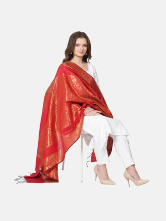 Woven Design Silk Blend Banarasi Dupatta with Zari - Image 2