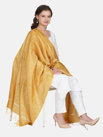 Woven Design Silk Blend Banarasi Dupatta with Zari - Image 4