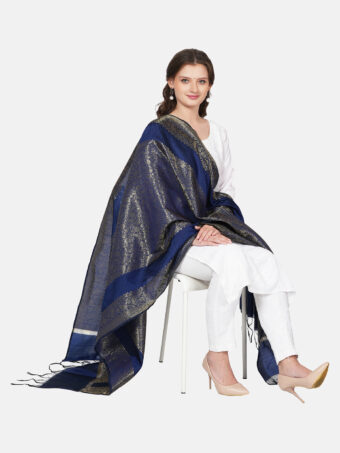 Woven Design Silk Blend Banarasi Dupatta with Zari - Image 3