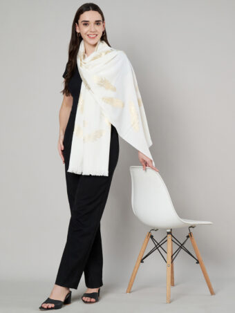 Women's Wool Blend Foil Print Stole - Image 4