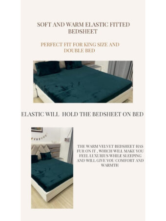 Flannel Winter Elastic Fitted Double Bed Bedsheet with 2 Pillow Covers - Image 4