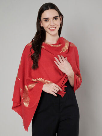 Women's Wool Blend Foil Print Stole - Image 4