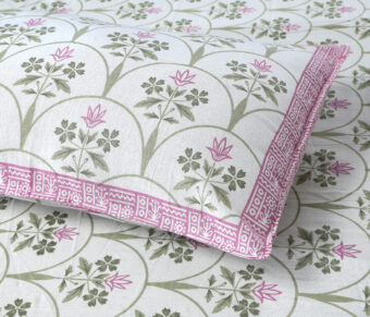 100% Cotton Jaipuri Printed Double Bedsheet with Two Pillow Covers - Image 3