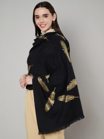 Women's Wool Blend Foil Print Stole - Image 6