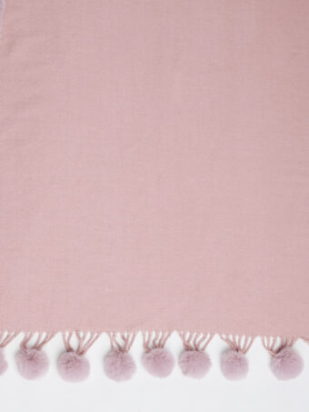 Women's Cashmere Woolen Reversible Stole with Faux Fur in Neck & Pom Pom Balls - Image 6
