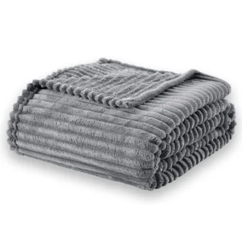 AC Flannel Fleece Throw Blankets for Double Bed, Dohar 90X90 Inches, Ultra Soft Warm Ribbed Microfiber - Image 3