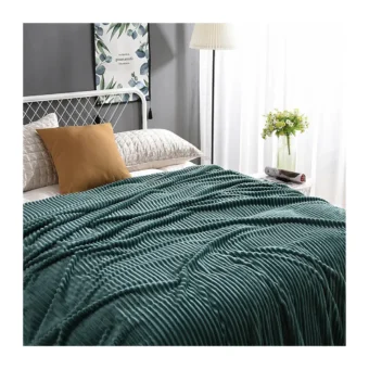 AC Flannel Fleece Throw Blankets for Double Bed, Dohar 90X90 Inches, Ultra Soft Warm Ribbed Microfiber - Image 3