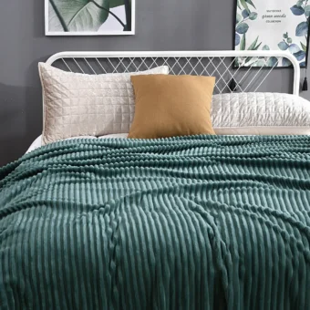 AC Flannel Fleece Throw Blankets for Double Bed, Dohar 90X90 Inches, Ultra Soft Warm Ribbed Microfiber