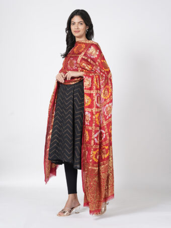Jaipuri Rajasthani Art Silk Bandhani Bandhej Banarasi Gharchola Dupatta - Image 2