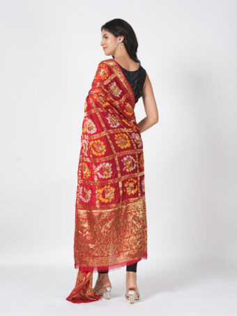 Jaipuri Rajasthani Art Silk Bandhani Bandhej Banarasi Gharchola Dupatta - Image 4