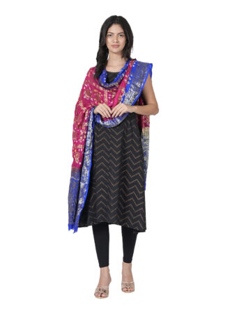 Jaipuri Rajasthani Art Silk Bandhani Bandhej Banarasi Gharchola Dupatta - Image 6