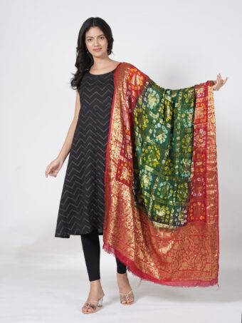 Jaipuri Rajasthani Art Silk Bandhani Bandhej Banarasi Gharchola Dupatta