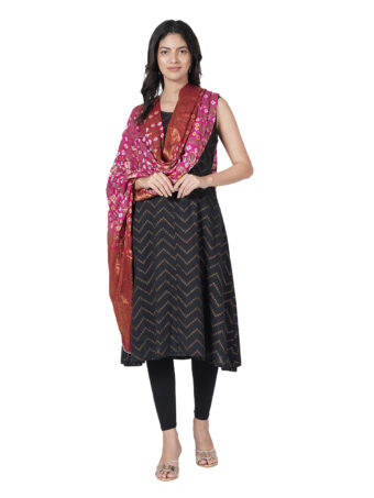 Jaipuri Rajasthani Art Silk Bandhani Bandhej Banarasi Gharchola Dupatta - Image 3