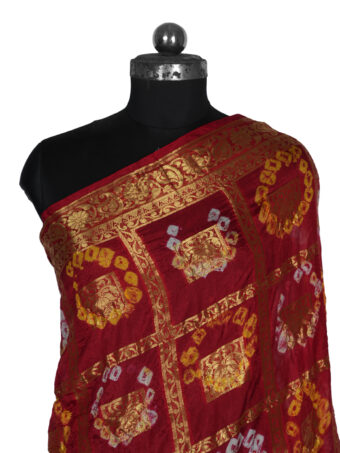 Jaipuri Rajasthani Art Silk Bandhani Bandhej Banarasi Gharchola Dupatta - Image 6