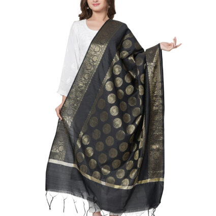 Woven Design Silk Blend Banarasi Dupatta with Zari