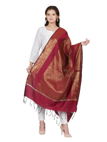 Woven Design Silk Blend Banarasi Dupatta with Zari - Image 5
