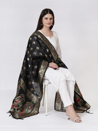 Women's Woven Banarasi Silk Zari Dupatta - Image 3