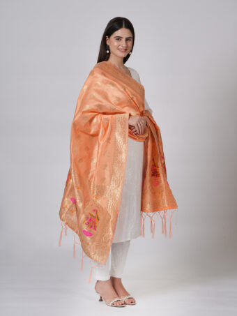 Woven Paithani Banarasi Silk Dupatta - Image 2