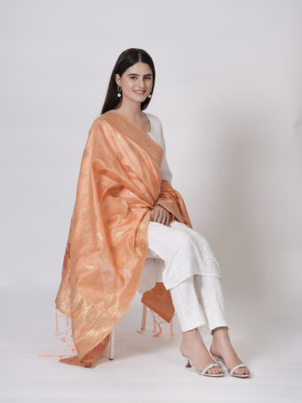 Woven Paithani Banarasi Silk Dupatta - Image 3