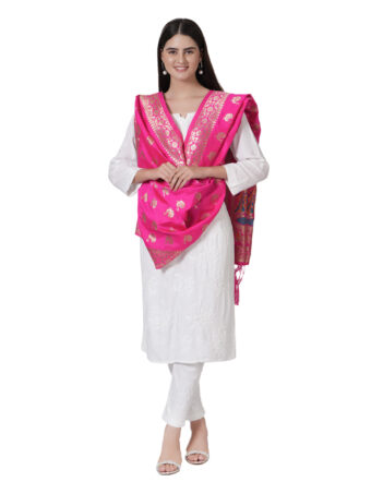Woven Paithani Banarasi Silk Dupatta - Image 3