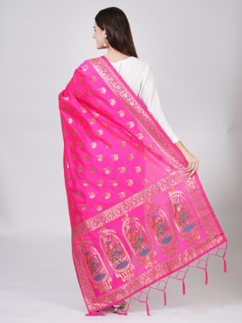 Woven Paithani Banarasi Silk Dupatta - Image 5