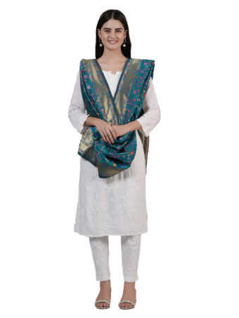 Women's Kashmiri Floral Silk Blend Dupatta - Image 2