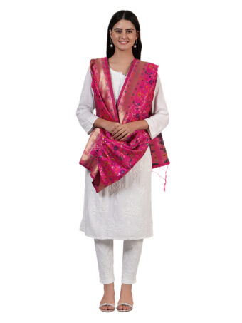 Women's Kashmiri Floral Silk Blend Dupatta - Image 3